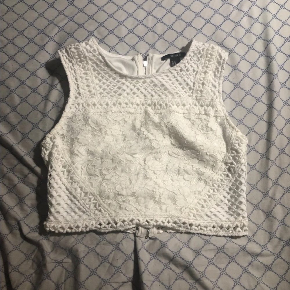 White lace crop top